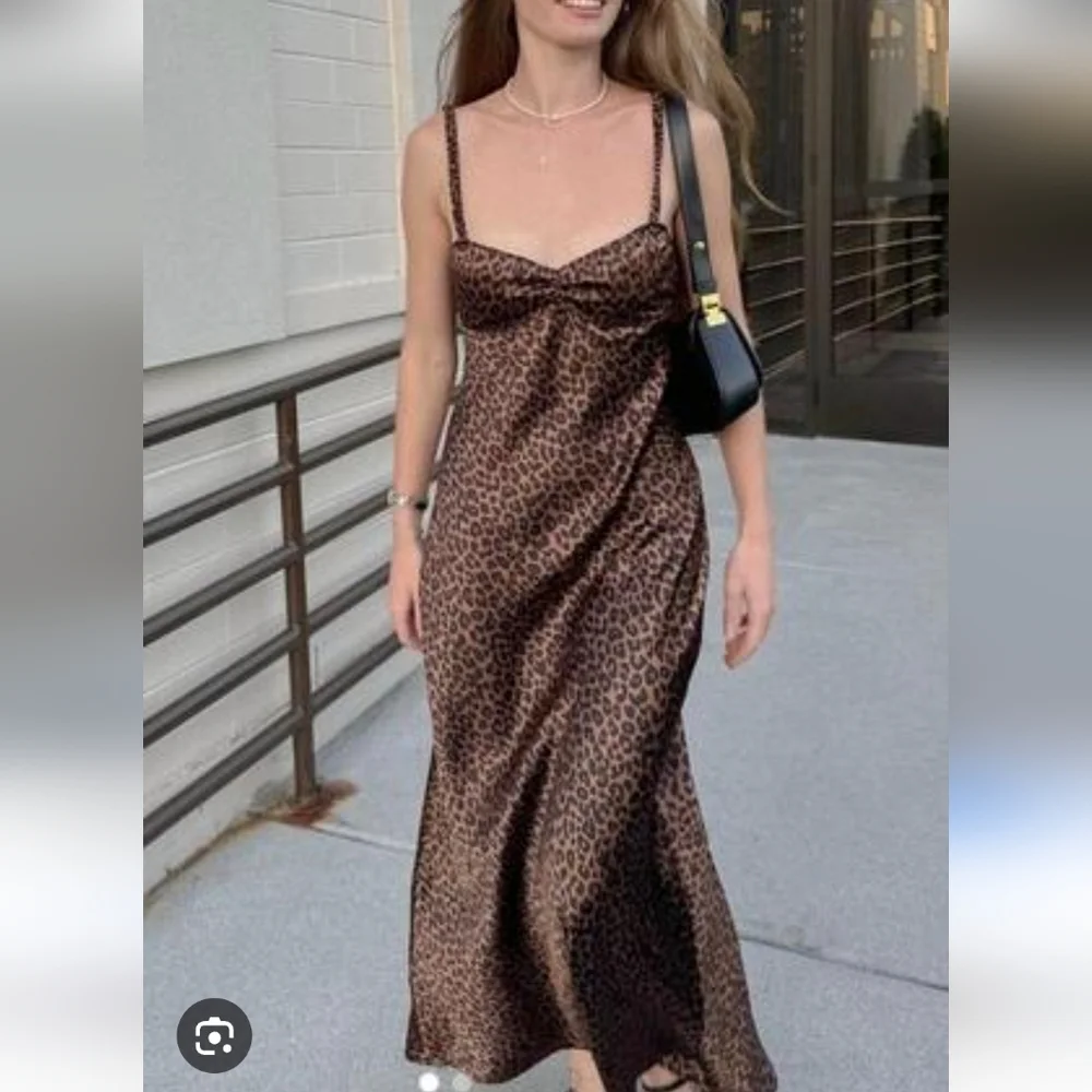 NWT Zara Satin Leopard Animal Print Midi Slip Dress Size S - Picture 13 of 16